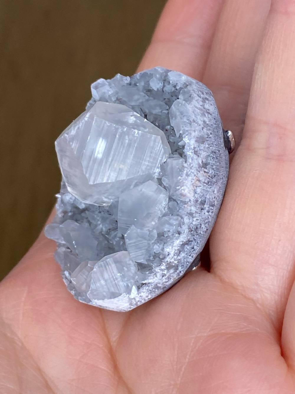 Raw Apophyllite Ring • Natural Sparkling Crystalline Gemstone • Silver Statement - Picture 13 of 16